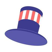 Independence day hat semi flat colour vector object. Uncle sam cylinder. President day holiday. Editable cartoon clip art icon on white background. Simple spot illustration for web graphic design