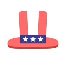 USA stars and stripes cylinder semi flat colour vector object. Patriotic 4th of july hat accessory. Editable cartoon clip art icon on white background. Simple spot illustration for web graphic design