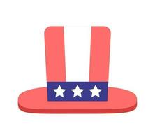 USA stars and stripes cylinder semi flat colour vector object. Patriotic 4th of july hat accessory. Editable cartoon clip art icon on white background. Simple spot illustration for web graphic design