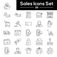 Black Line Art Set Of Sales Icon In Flat Style. vector