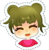 Illustration of Cute Girl Character Sticker Or label. vector