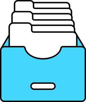 Turquoise And White File Folders Icon In Flat Style. vector
