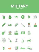 Green And White Color Set of Military Icon. vector