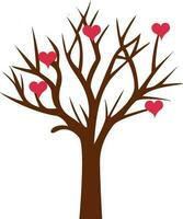 Isolated Tree Branch With Hearts icon In Flat Style. vector