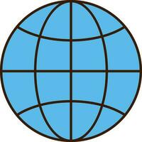 Blue Globe Icon In Flat Style. vector