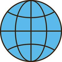 Blue Globe Icon In Flat Style. vector