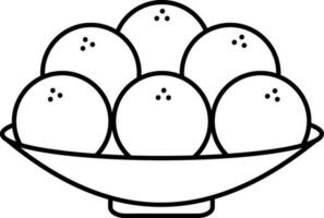Vector Illustration Of Sweets Ladoo Plate Icon.