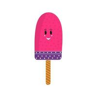 Cute Smile Face Ice Pop Colorful Icon In Flat Style. vector