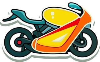 Isolated Fastest Motorbike In Yellow And Teal Color. vector