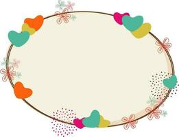 Round frame with heart and floral design. vector