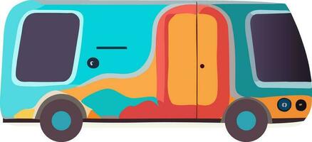 Fluid Print Bus Vehicle Icon In Flat Style. vector