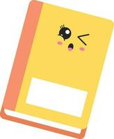 Winking Eye Cartoon Book Icon In Yellow Color. vector