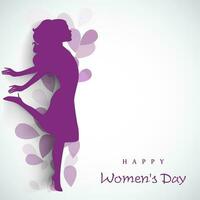 Happy Women's Day celebrations concept with illustration of a beautiful long hairs girl on grey background. vector