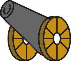 Cannon icon in gray and brown color. vector