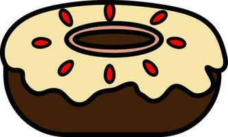 Brown donut in flat style. vector