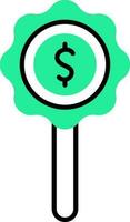 Dollar search money icon in black and green color. vector