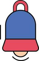 Flat Style Bell icon in red and blue color. vector