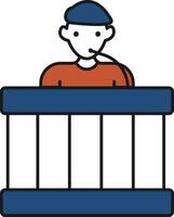 Flat Style Man Standing In Witness Box Icon. vector