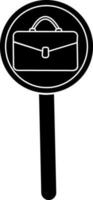 Black of job search icon with magnify tool and briefcase. vector