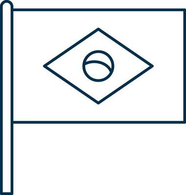 Illustration of Brazil Flag Icon in Line Art.