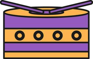 Drum With Sticks Icon In Purple And Orange Color. vector