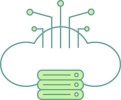 Illustration Cloud Computing With Server Icon In Green And White Color. vector