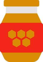 Isolated Honey Jar Yellow And Red Color. vector