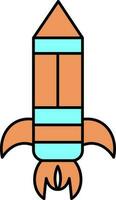 Isolated Rocket Icon in Cyan and Orange Color. vector