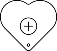 Medical Heart Care Icon In Black Outline. vector