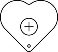 Medical Heart Care Icon In Black Outline. vector