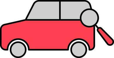 Car Search Icon In Red And Gray Color. vector