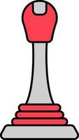 Flat Gear Stick Icon In Grey And Red Color. vector