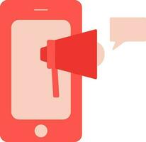 Red Online Advertising In Mobile Icon. vector