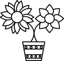 Illustration Of Flower Pot Icon In Line Art. vector