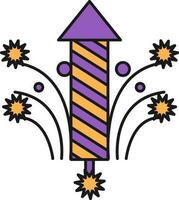 Fireworks Rocket Icon In Purple And Orange Color. vector