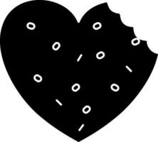 corazón forma Galleta icono en negro y blanco color. vector