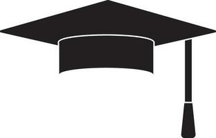 Illustration of black and white style of  graduation cap icon. vector
