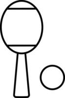 Table Tennis Racket Icon in Thin Line Art. vector