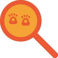 Searching animal location paw icon in orange color. vector