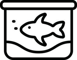 Line art Fish tank icon in flat style. vector