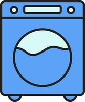 Washing Machine Icon In Blue Color. vector