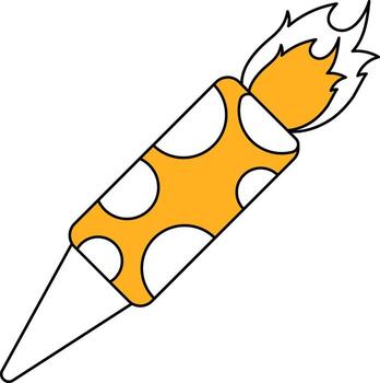 cohete Fuegos artificiales icono en amarillo y blanco color. vector
