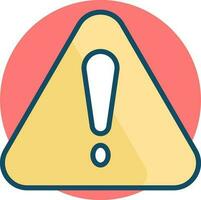 Yellow warning icon on red circle background. vector