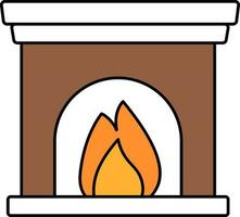 Vector Illustration of Fireplace Or Chimney In Brown And White Color.