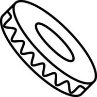 Tambourine drum icon in line art. vector