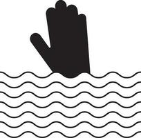 black and white drowning in flat style. vector