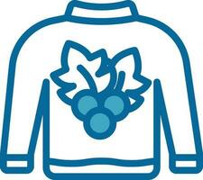 Blue And White Color Sweater Icon In Flat Style. vector