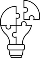 Lineal Puzzle Bulb Icon in Line Art. vector