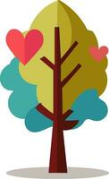 Abstract Tree With Heart Icon In Flat Style. vector