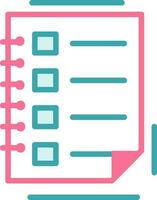 Document Paper Icon In Teal And Red Color. vector